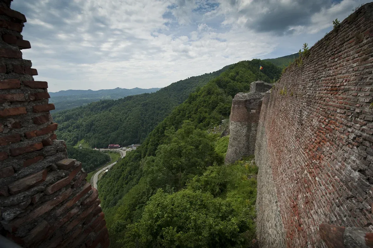 The brick walls of Poenari, Vlad the Impaler's real fortress and the other Dracula's castle
