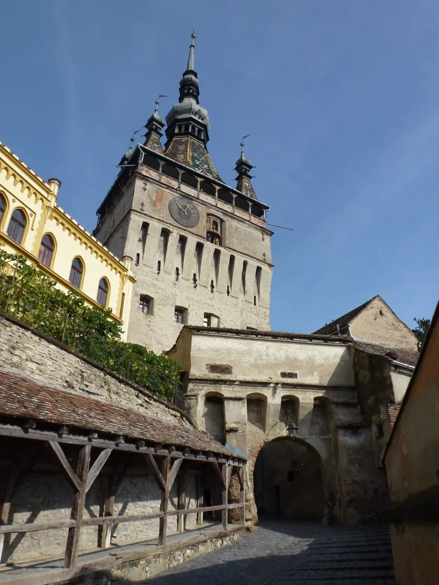 The Clock Tower of Sighisoara, the citadel town linked to the real Dracula